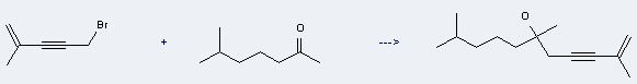 2-Heptanone, 6-methyl- can be used to produce 2,6,10-trimethyl-1-undecen-3-yn-6-ol at the temperature of 50-55 °C.